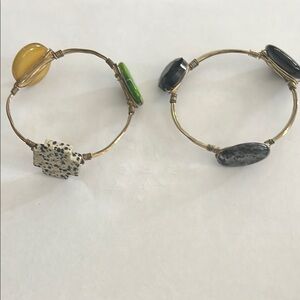 Yellow and Green Stone Wire Bracelets